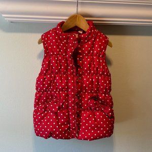 Girls Red Polka Dot Puffy Vest (size 5)